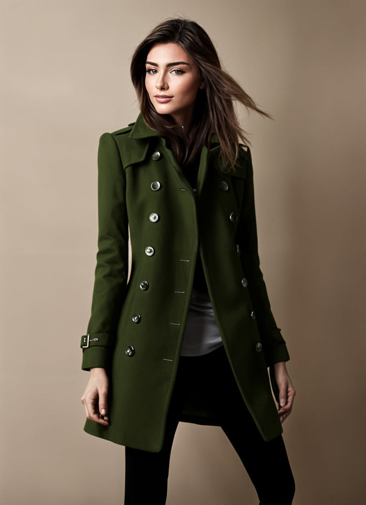 Women's Double Breasted Longline Coat with Lapels - photo 2