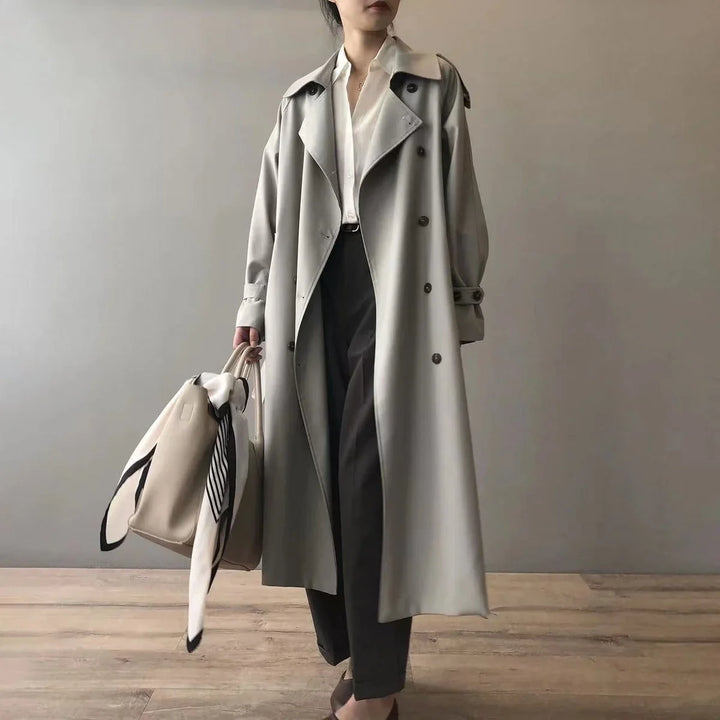 Women's Double-Breasted Trench Coat with Storm Flap