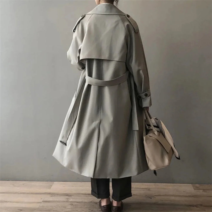 Women's Double-Breasted Trench Coat with Storm Flap