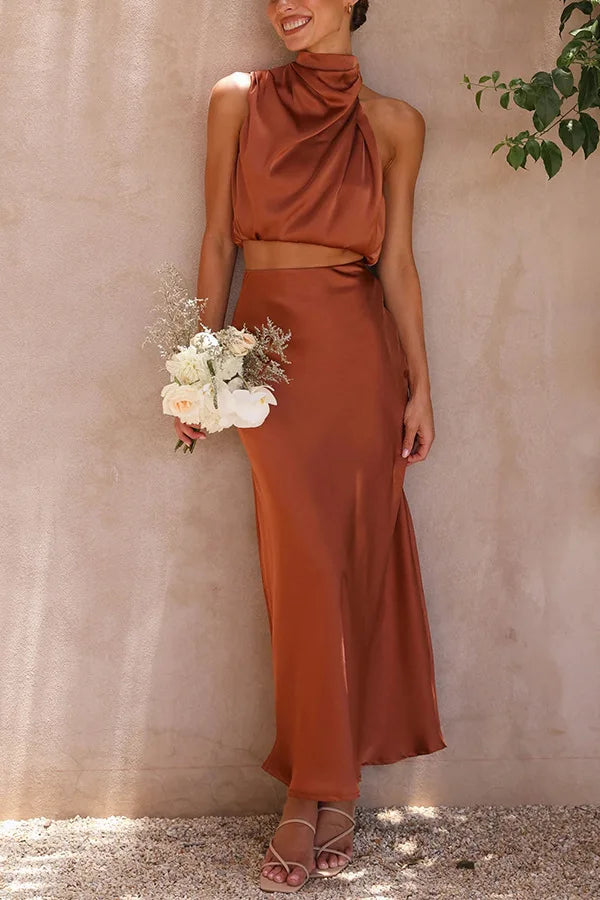 Women's Draped Top and Long Skirt Set - photo 1