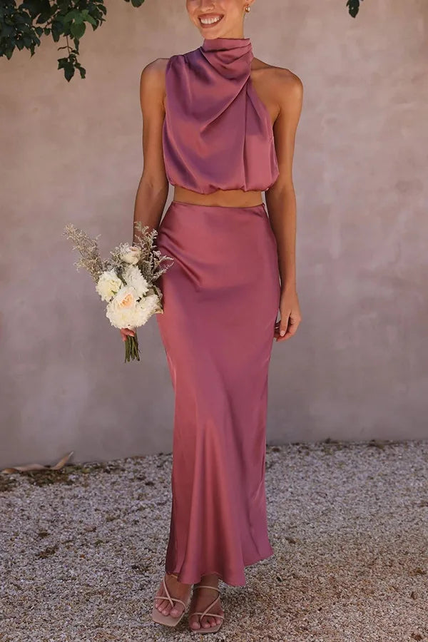 Women's Draped Top and Long Skirt Set - photo 2
