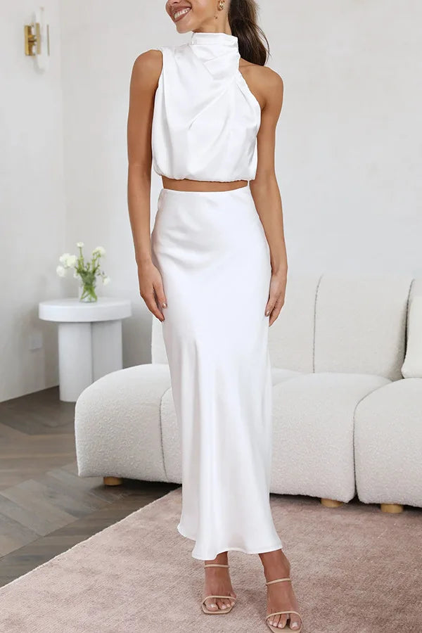 Women's Draped Top and Long Skirt Set - photo 7