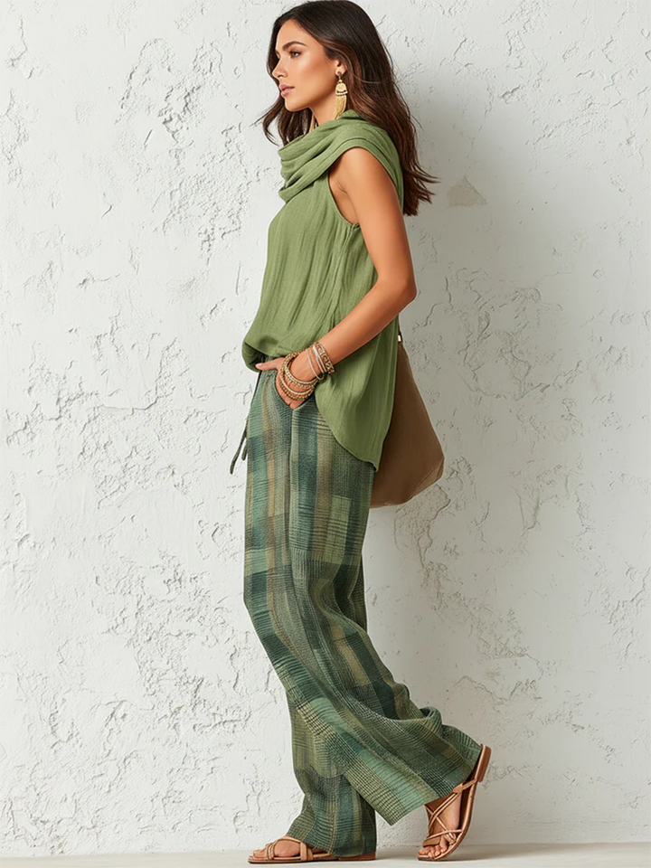 Women's Draped Top and Wide Leg Trouser Set - photo 5