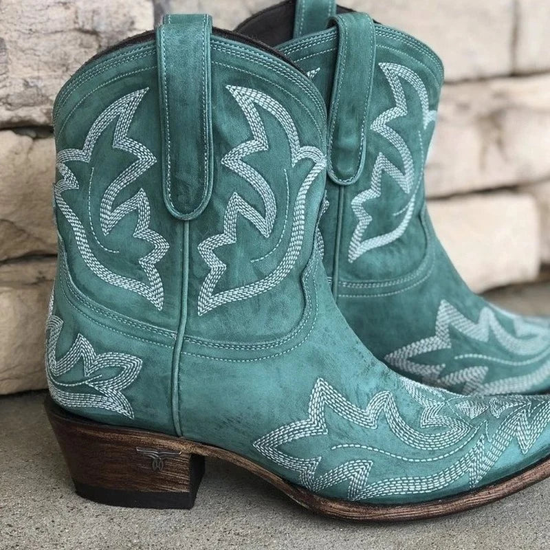 Women's Embroidered Cowboy Boots with Block Heel - photo 3