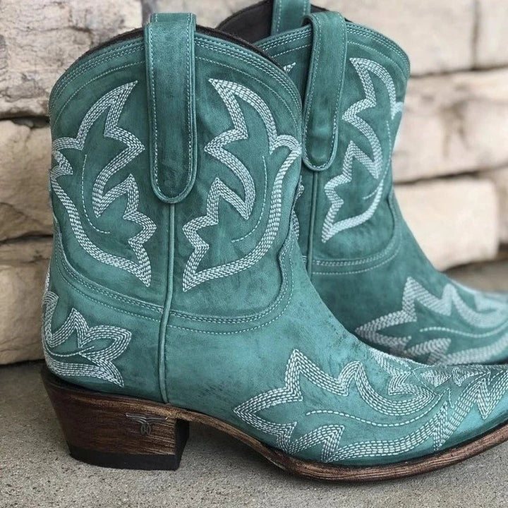 Women's Embroidered Cowboy Boots with Block Heel - photo 3