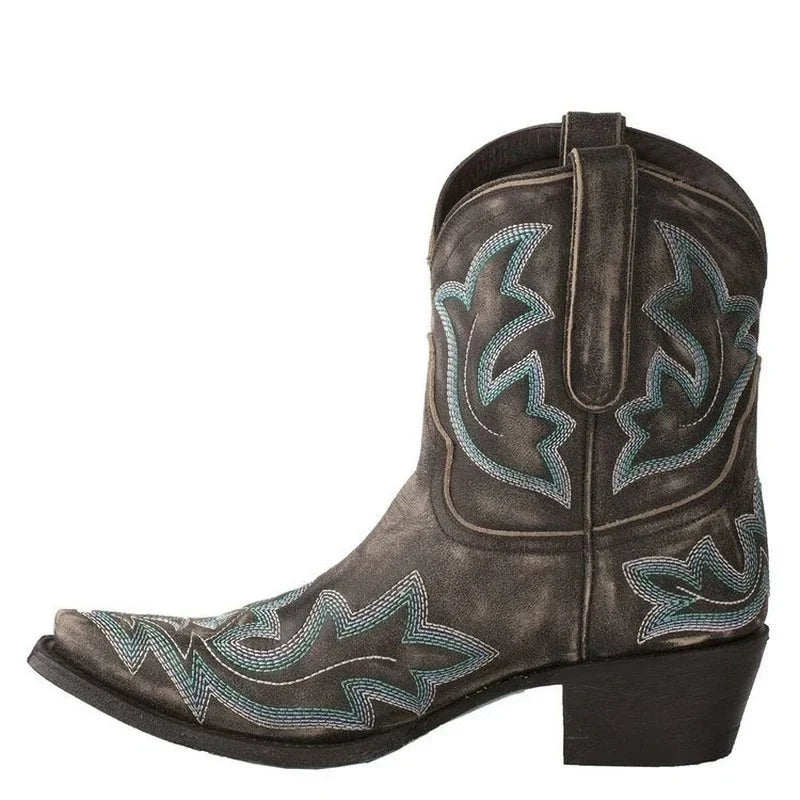 Women's Embroidered Cowboy Boots with Block Heel - photo 4