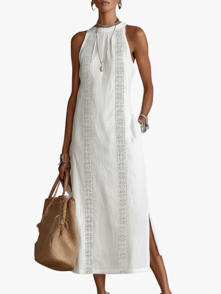 Women's Embroidered Maxi Dress with Side Slits - photo 1
