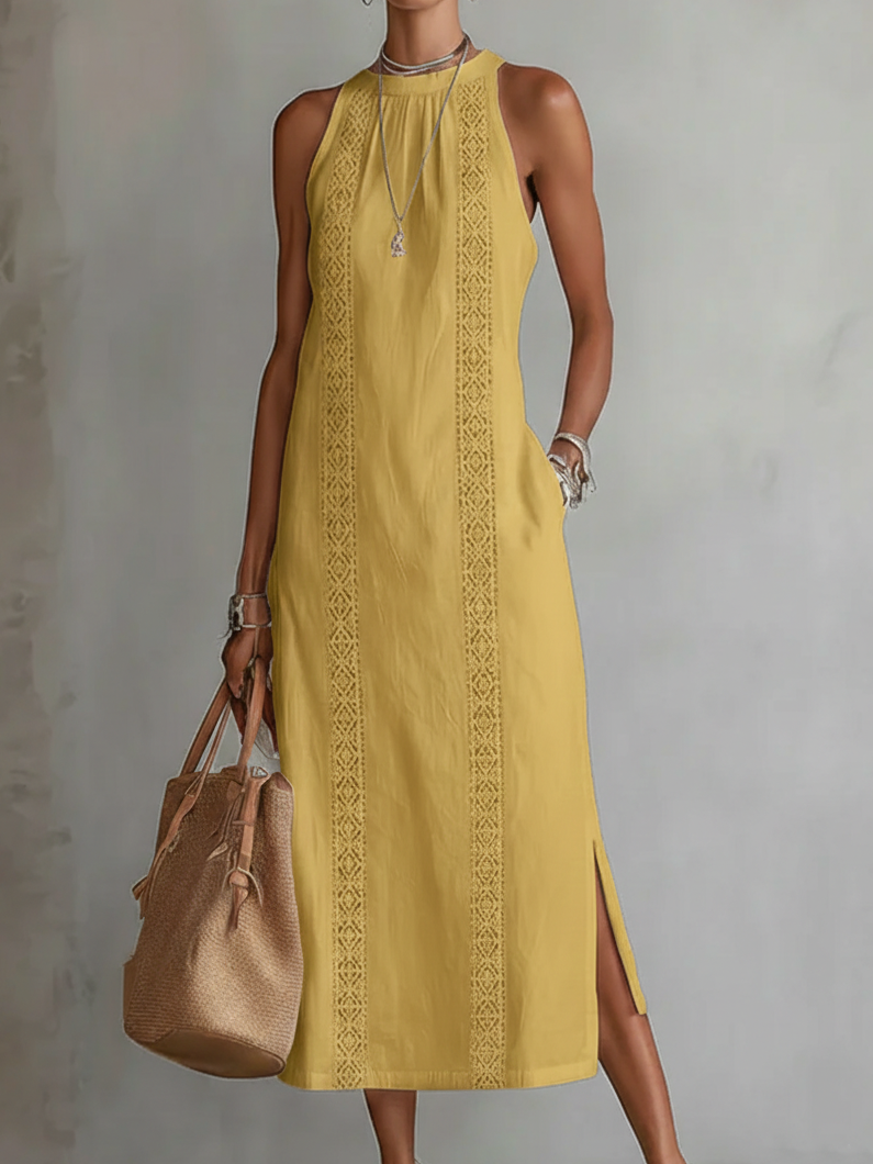 Women's Embroidered Maxi Dress with Side Slits - photo 4