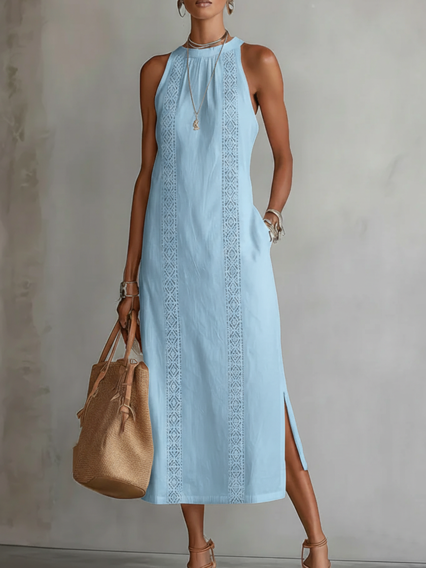 Women's Embroidered Maxi Dress with Side Slits - photo 6