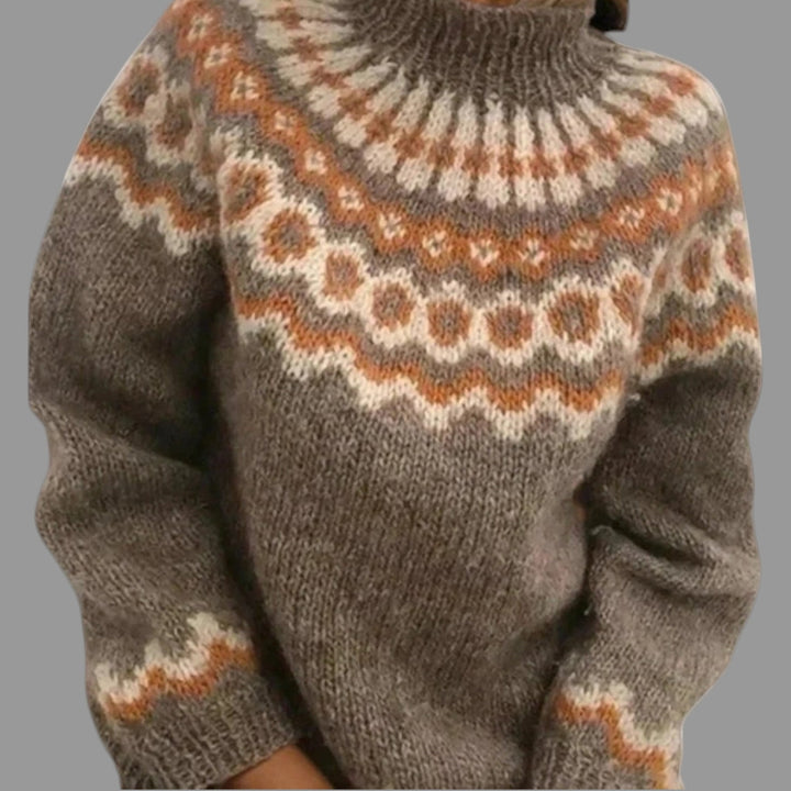 Anne - Women's Fair Isle Christmas Jumper with Turtleneck