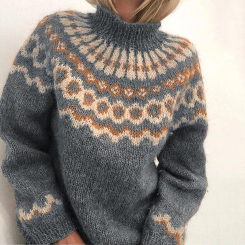 Anne - Women's Fair Isle Christmas Jumper with Turtleneck