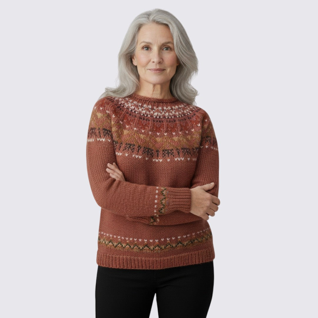 Janet - Women's Fair Isle Christmas Jumper in Wool Blend