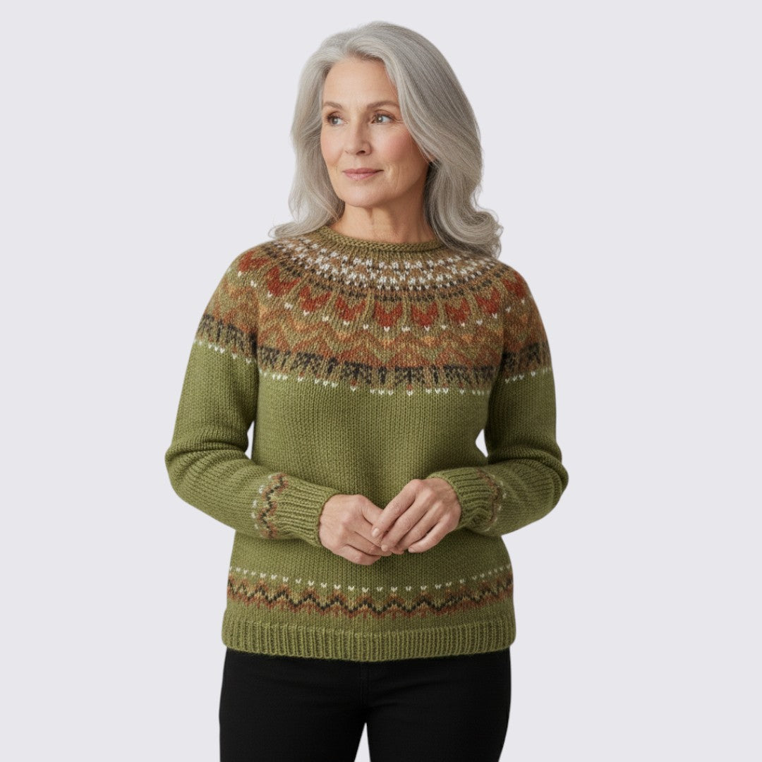 Janet - Women's Fair Isle Christmas Jumper in Wool Blend