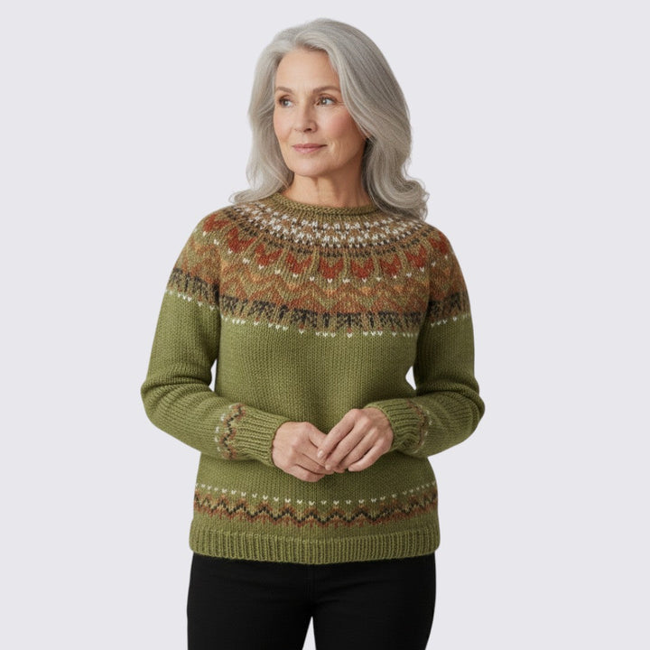 Janet - Women's Fair Isle Christmas Jumper in Wool Blend