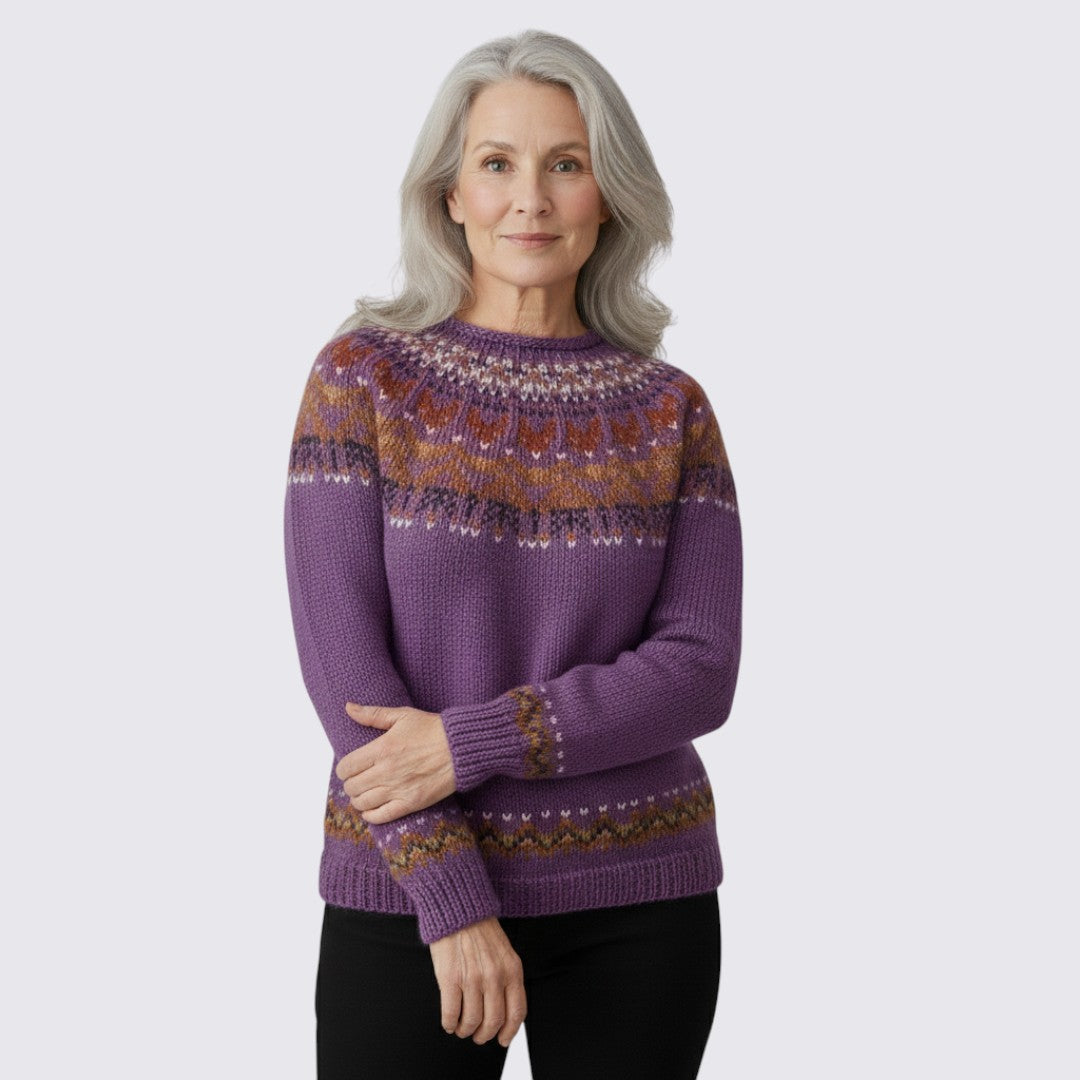 Janet - Women's Fair Isle Christmas Jumper in Wool Blend