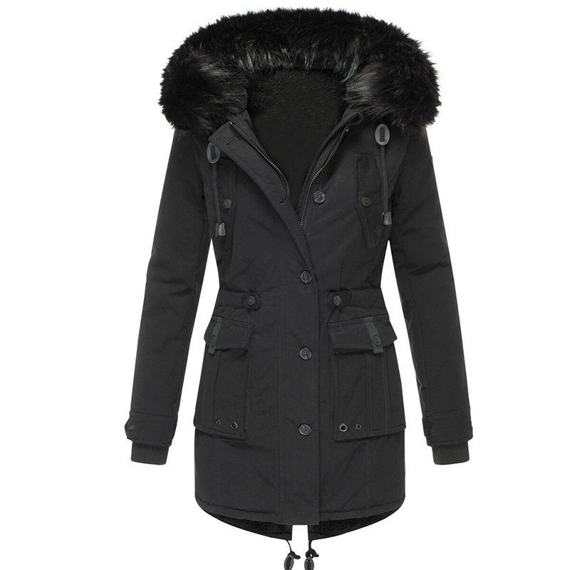 Women's Faux Fur Hooded Trench Coat