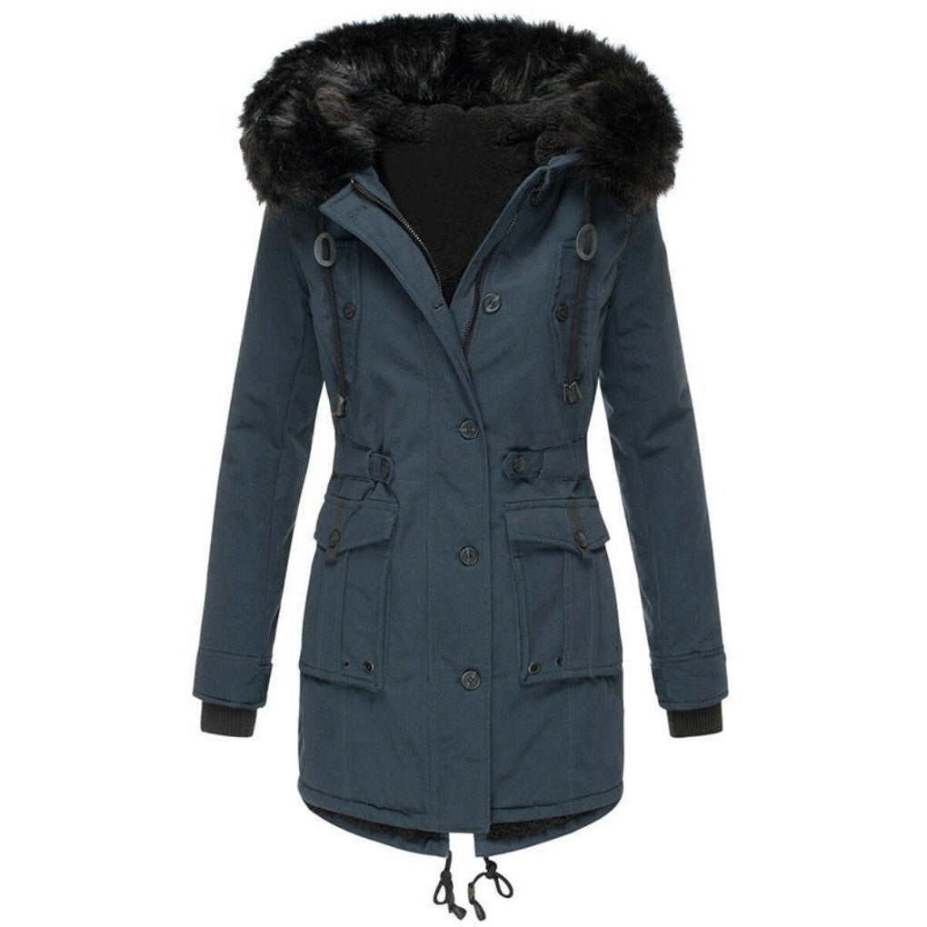 Women's Faux Fur Hooded Trench Coat – view 6