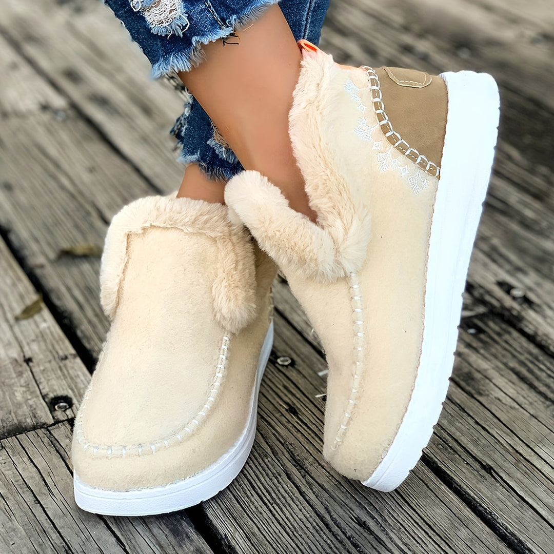 Jane - Women's Faux Fur Lined Slippers with Loafer Shape