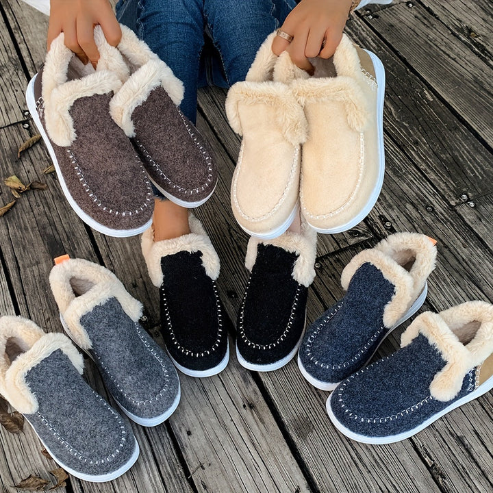 Jane - Women's Faux Fur Lined Slippers with Loafer Shape