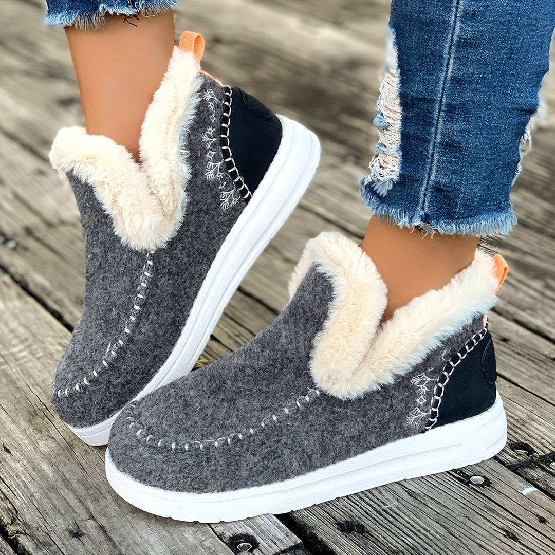 Jane - Women's Faux Fur Lined Slippers with Loafer Shape