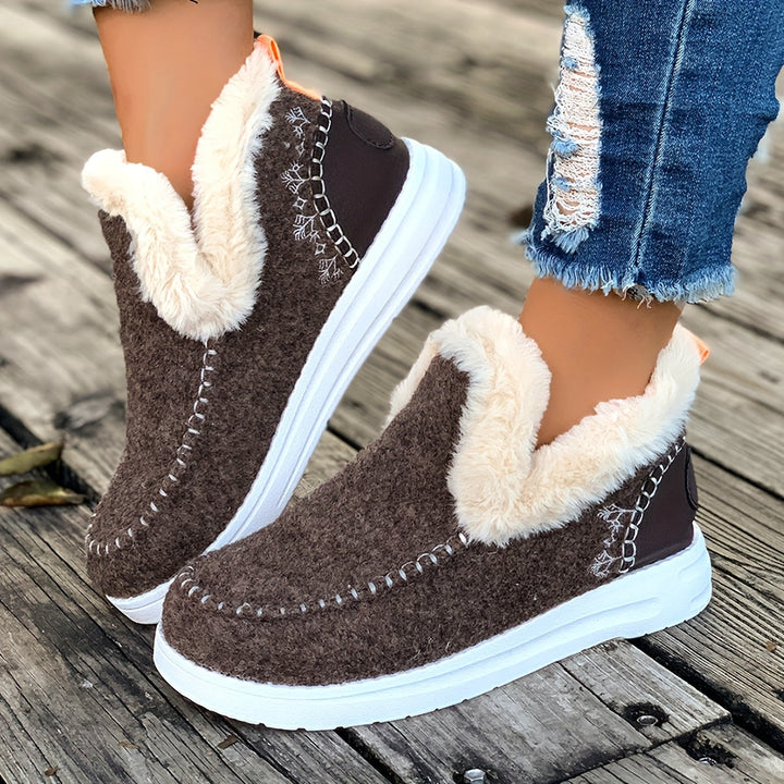 Jane - Women's Faux Fur Lined Slippers with Loafer Shape