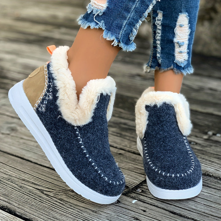 Jane - Women's Faux Fur Lined Slippers with Loafer Shape