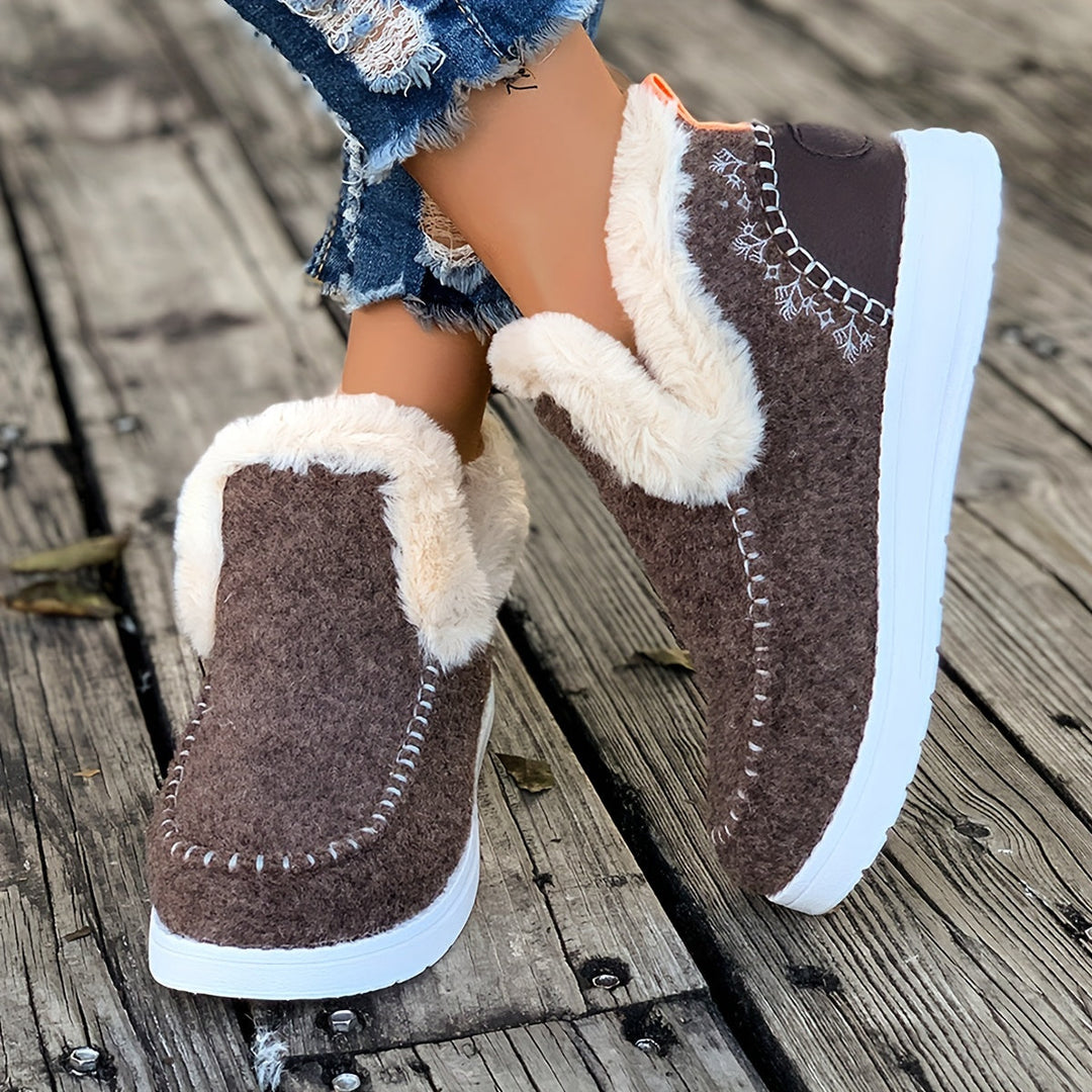 Jane - Women's Faux Fur Lined Slippers with Loafer Shape