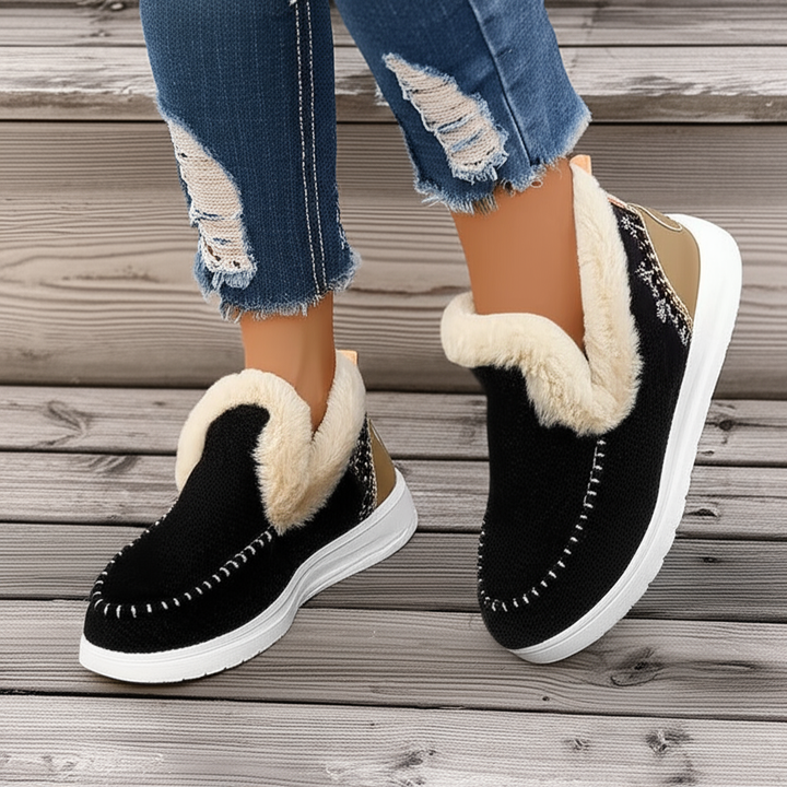 Jane - Women's Faux Fur Lined Slippers with Loafer Shape