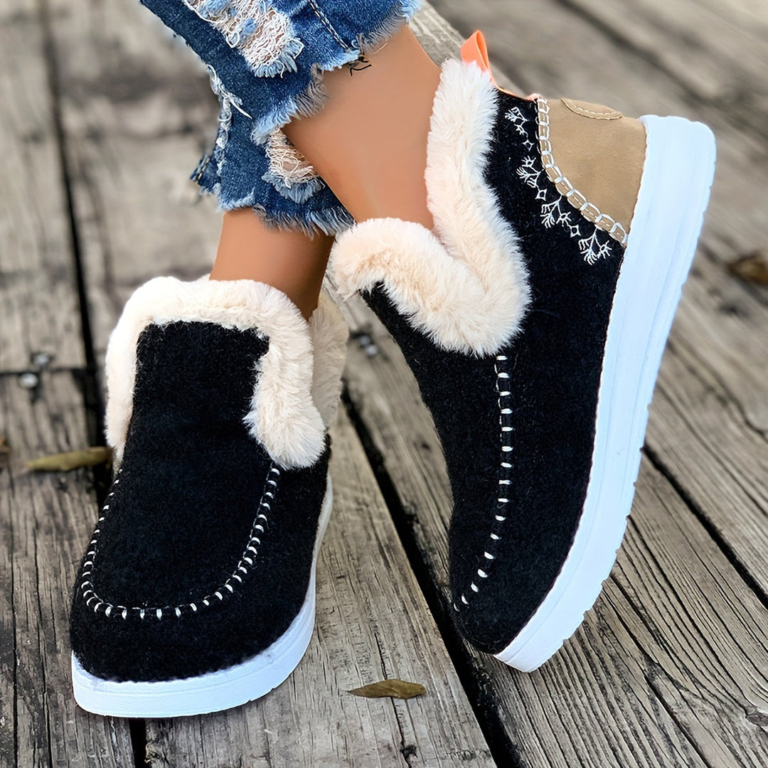 Jane - Women's Faux Fur Lined Slippers with Loafer Shape