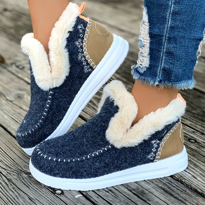 Jane - Women's Faux Fur Lined Slippers with Loafer Shape