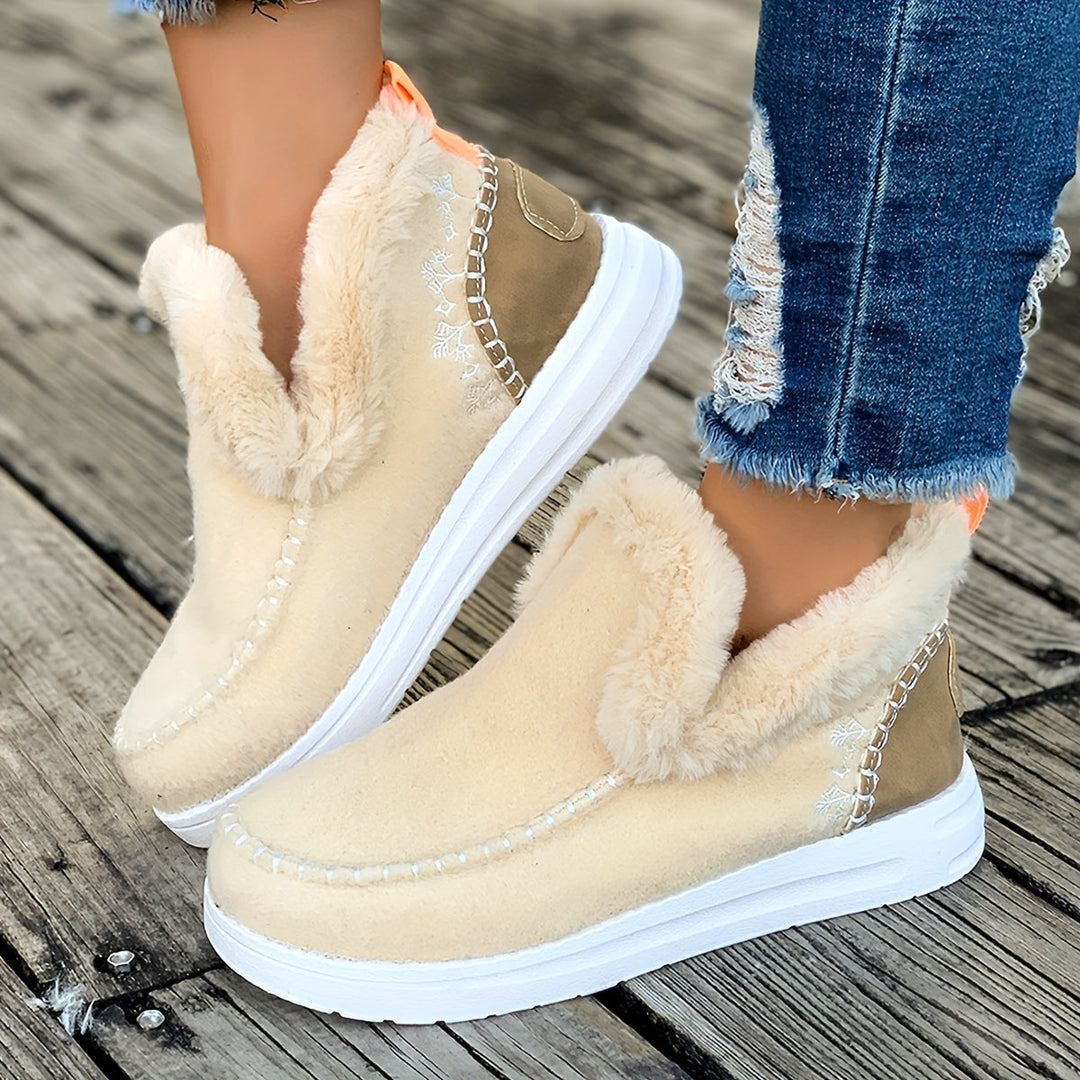 Jane - Women's Faux Fur Lined Slippers with Loafer Shape
