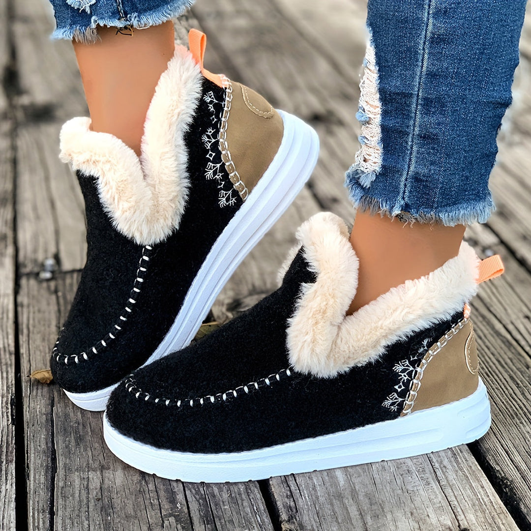Jane - Women's Faux Fur Lined Slippers with Loafer Shape