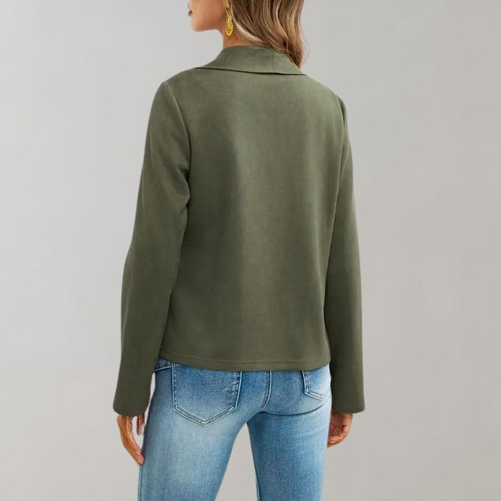Women's Faux Suede Jacket with Wide Lapels