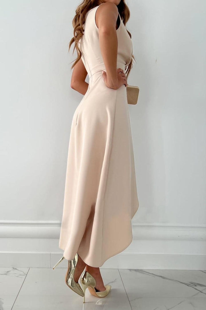 Women's Fitted Midi Dress with a V Neck