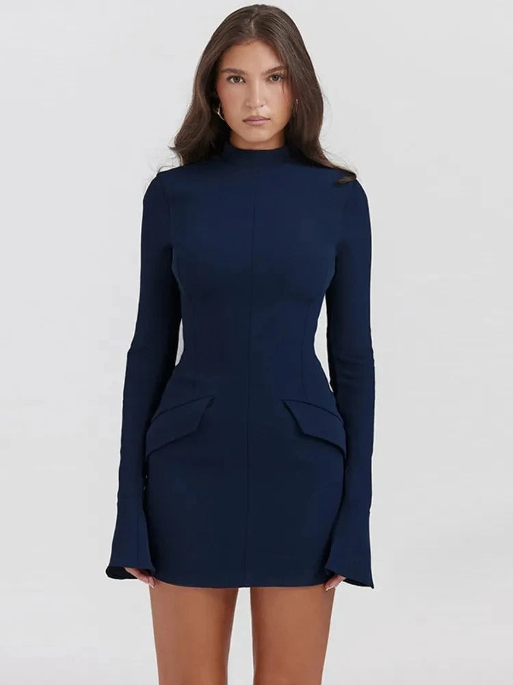 Women's Fitted Mini Dress with Flared Cuffs