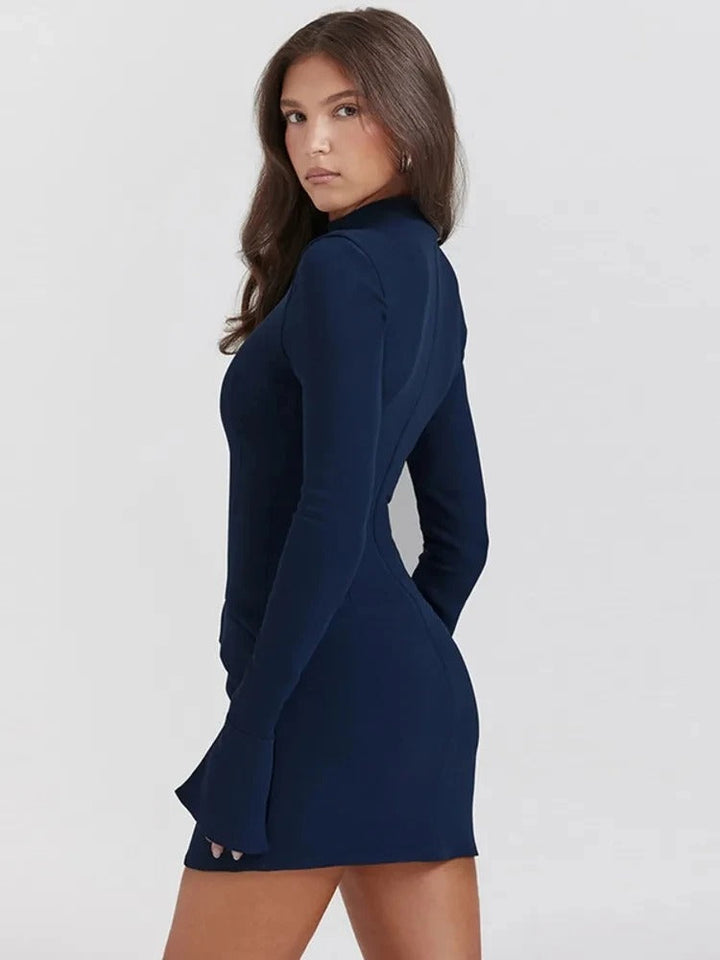 Women's Fitted Mini Dress with Flared Cuffs