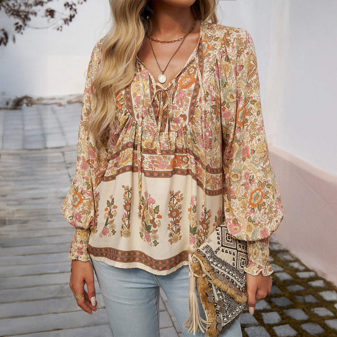 Women's Floral Blouse with Long Sleeves
