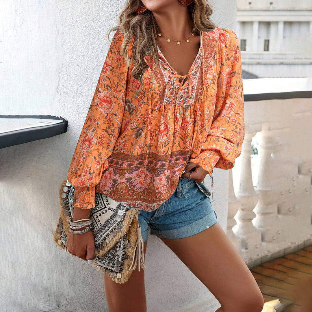 Women's Floral Blouse with Long Sleeves