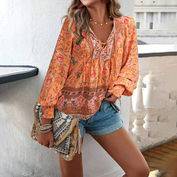 Women's Floral Blouse with Long Sleeves