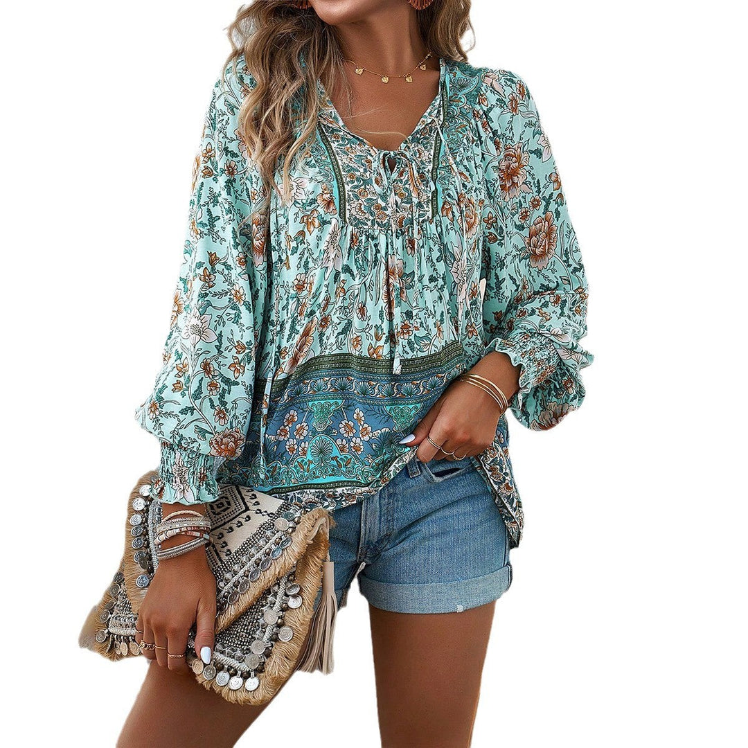 Women's Floral Blouse with Long Sleeves