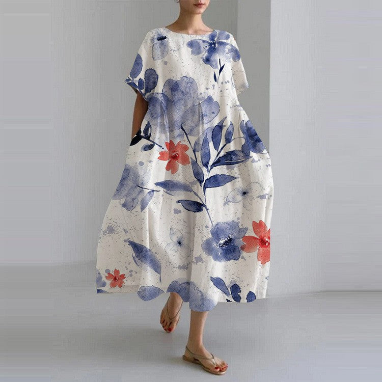 Women's Floral Boho Maxi Dress in Cotton Linen - photo 2