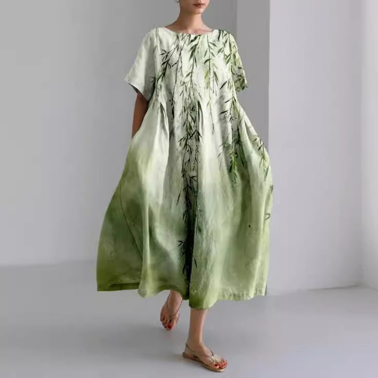 Women's Floral Boho Maxi Dress in Cotton Linen - photo 4