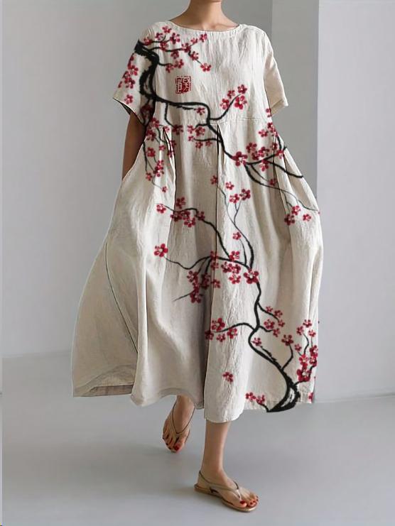 Women's Floral Boho Maxi Dress in Cotton Linen - photo 6