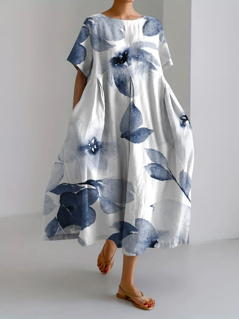 Women's Floral Boho Maxi Dress in Cotton Linen - photo 7