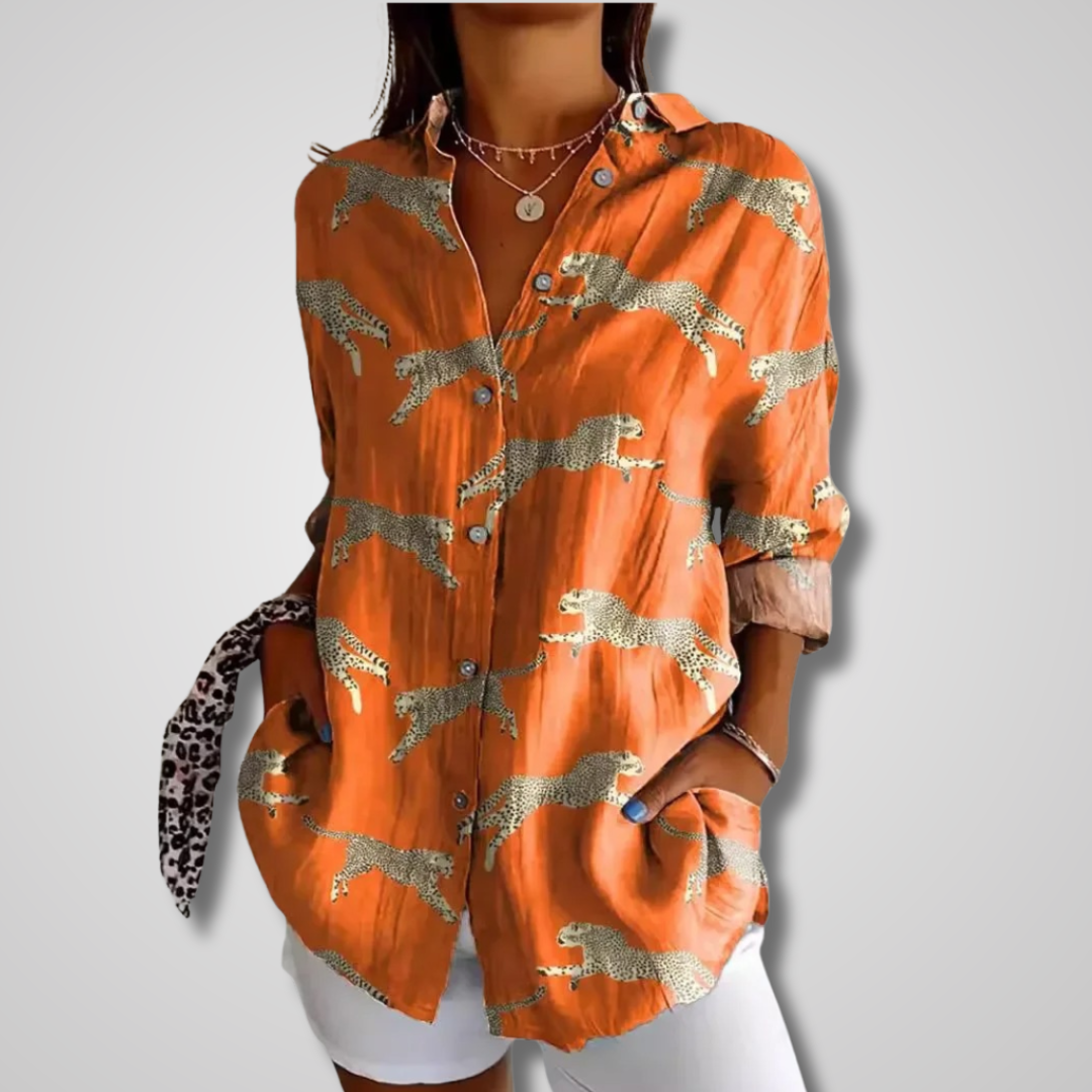 Women's Floral Button-Front Blouse with a Button Front