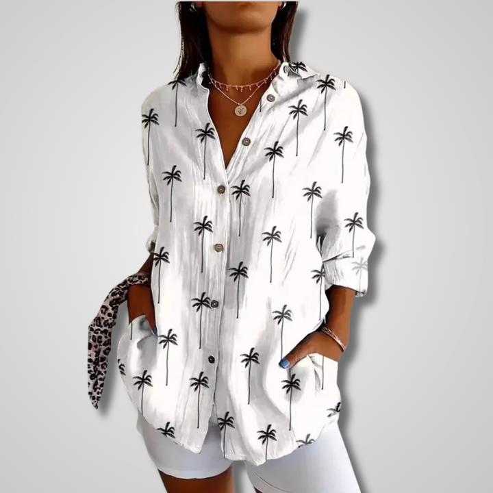 Women's Floral Button-Front Blouse with a Button Front