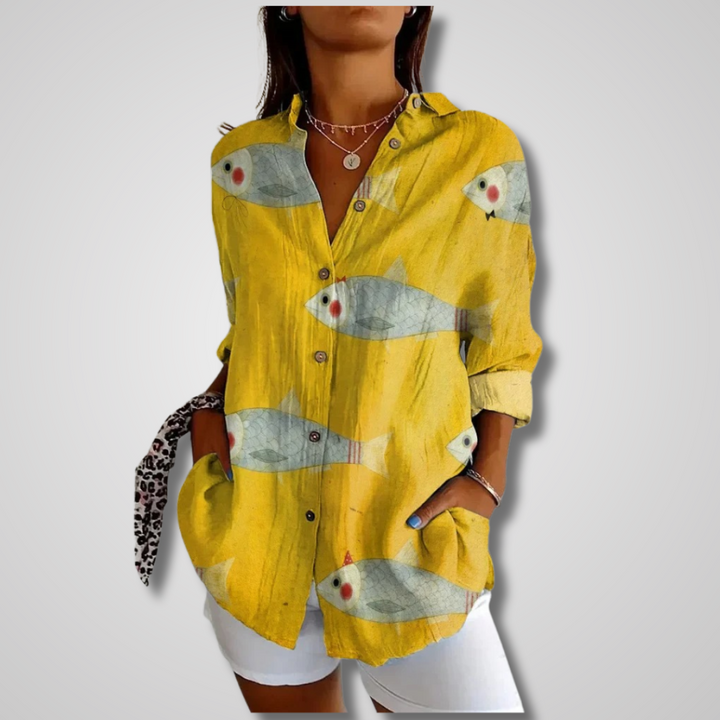 Women's Floral Button-Front Blouse with a Button Front