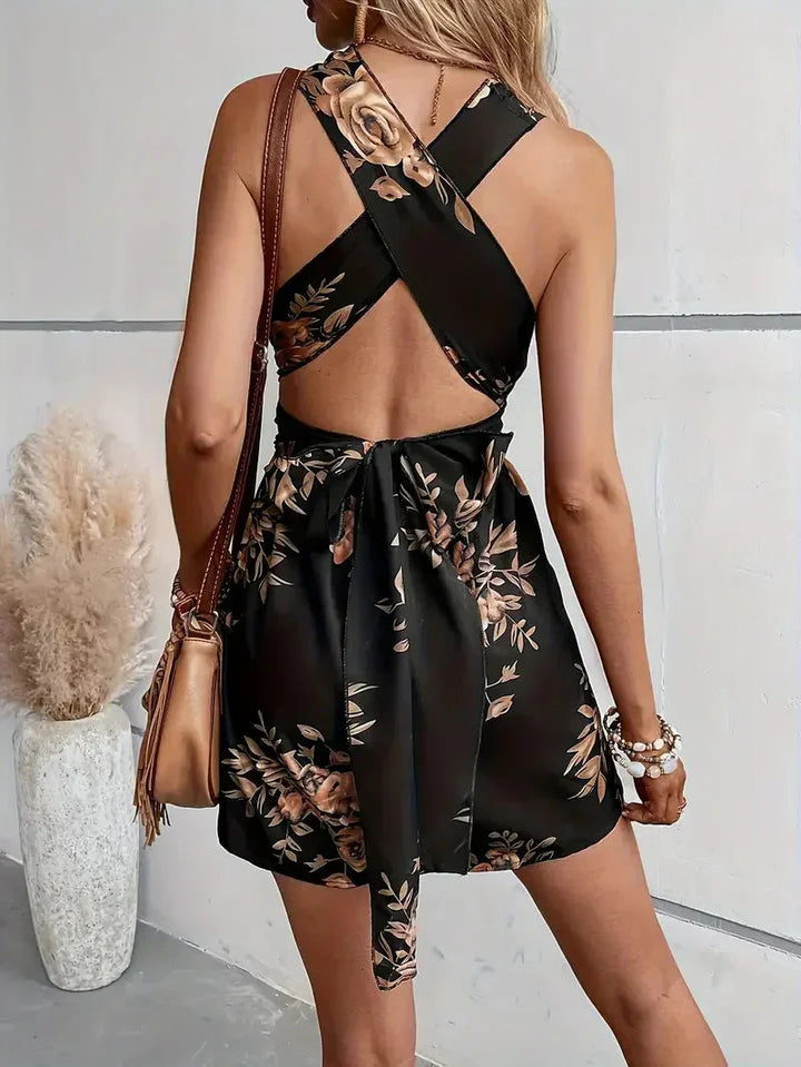 Women's Floral Double-Breasted Playsuit with a Defined Waist