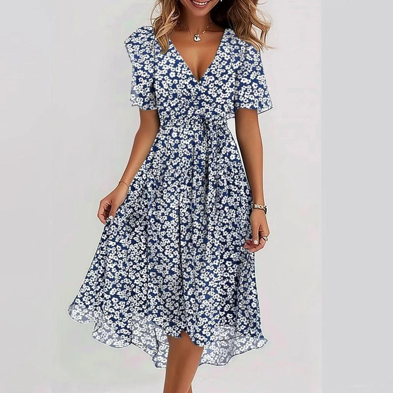 Women's Floral Midi Dress with Ruffle Sleeves - photo 3