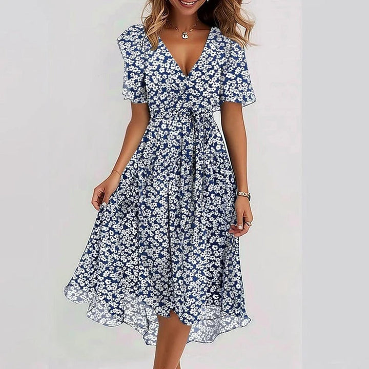 Women's Floral Midi Dress with Ruffle Sleeves - photo 3